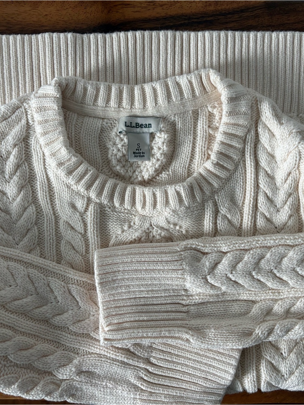 L.L. Bean Women’s Cable-Knit Crewneck Sweater - Cream
